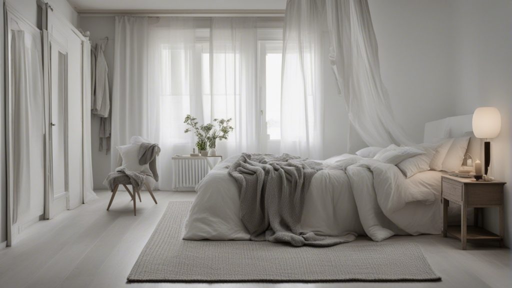 Camera da letto accogliente con tessuti naturali e morbidi