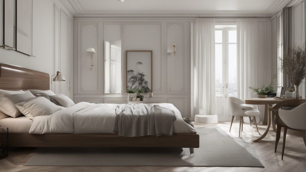 Camera da letto con colori chiari per ampliare lo spazio