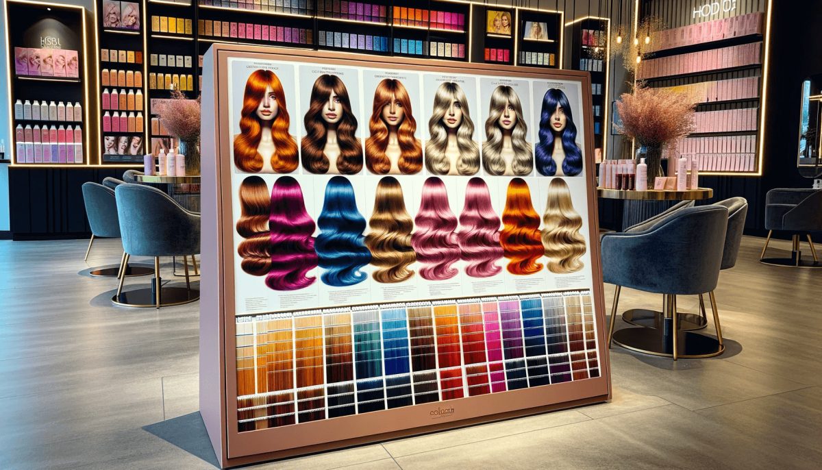 Una gamma di campioni di colori adatti per la tecnica dello shatush in un salone di bellezza.
